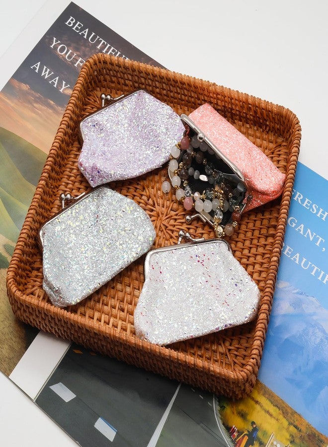 Wuyituart 4 Pack 3 Inch Glitter Coin Purse Small Kiss Lock Change Purse Vintage Coin Wallet for Women - Image 4